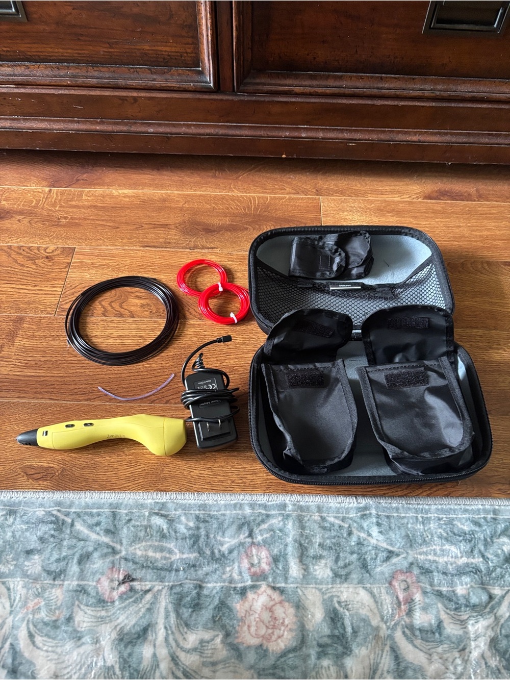 Yellow 3D Printing Pen with Carrying Case and Filament Accessories